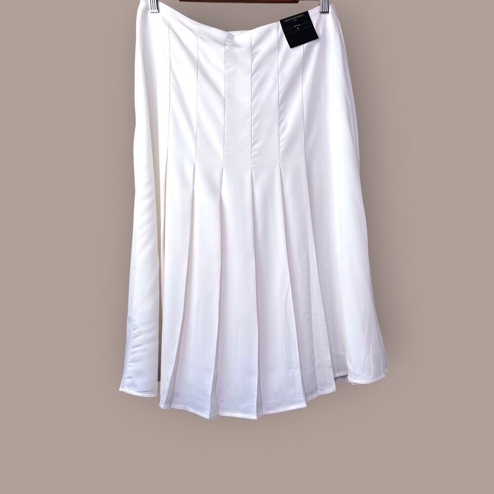 BR Silky Crepe Pleated Wrap Skirt A-Line in Ivory 2 Button Accent Women's 8 NWT - Picture 4 of 15